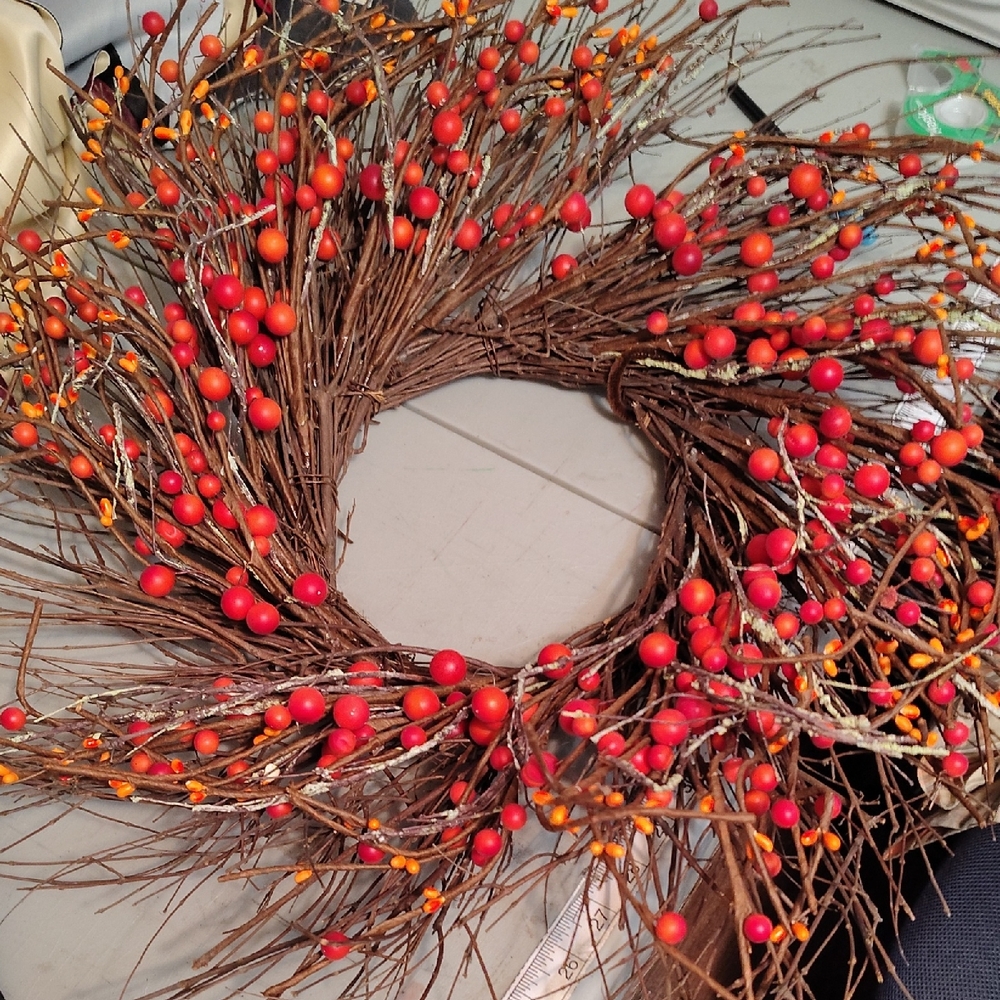 Festive Orange and Red Berry Wreath